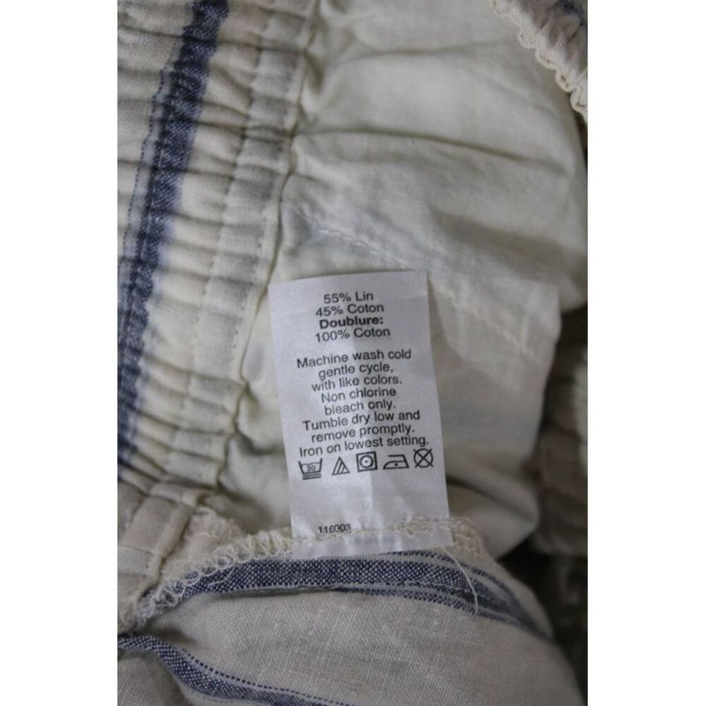Madewell Women Jumpsuit Beige Striped V-Neck Sleeveless Linen Cotton Size 0 - Picture 4 of 5